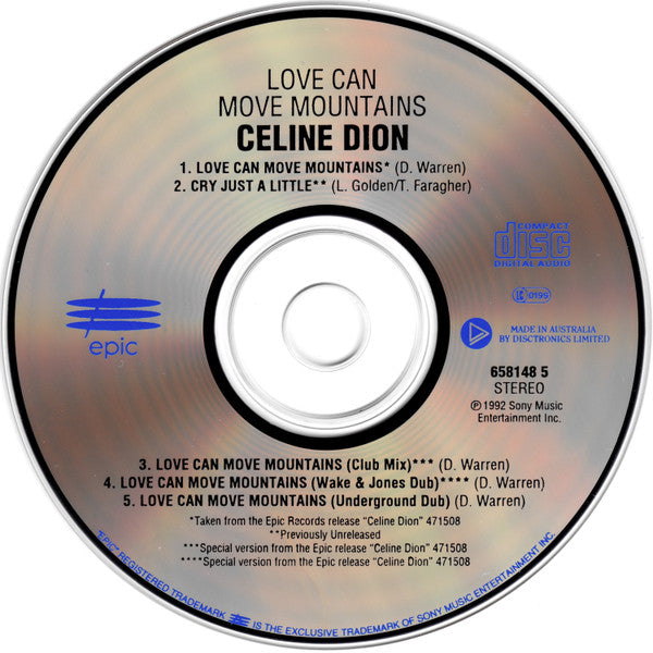 Celine Dion* : Love Can Move Mountains (CD, Maxi)