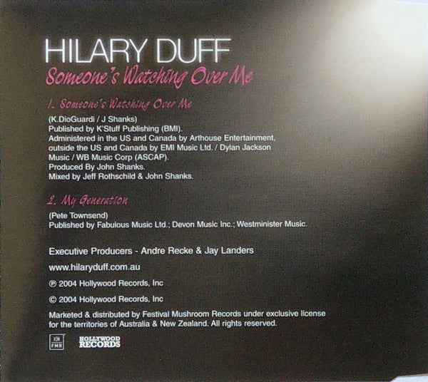 Hilary Duff : Someone's Watching Over Me (CD, Single)