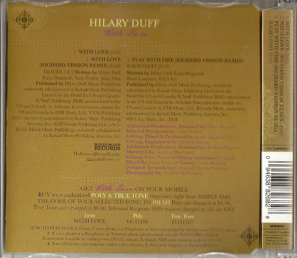 Hilary Duff : With Love (CD, Maxi)