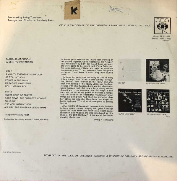 Mahalia Jackson : A Mighty Fortress (LP, Album)