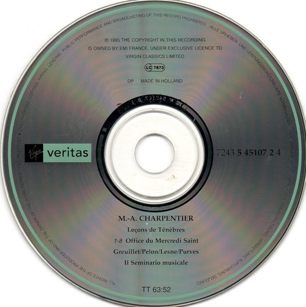Marc Antoine Charpentier - Il Seminario Musicale, Gérard Lesne, Catherine Greuillet, Caroline Pelon, Christopher Purves : Leçons De Ténèbres - Office Du Mercredi Saint (CD)