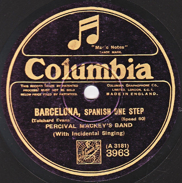 Percival Mackey's Band* : Barcelona / Thanks For The Buggy Ride (Shellac, 10", 80 RPM)