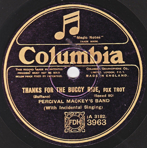 Percival Mackey's Band* : Barcelona / Thanks For The Buggy Ride (Shellac, 10", 80 RPM)