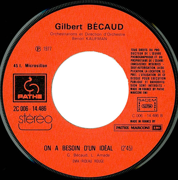 Gilbert Bécaud : L'indifférence (7", Single)