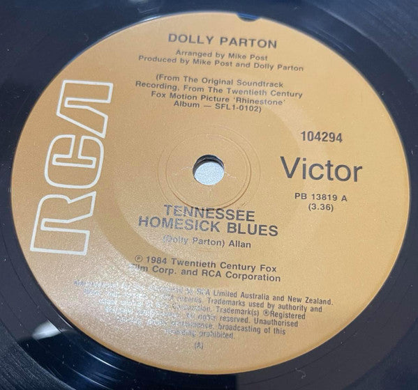 Dolly Parton : Tennessee Homesick Blues / Butterflies (7", Single)