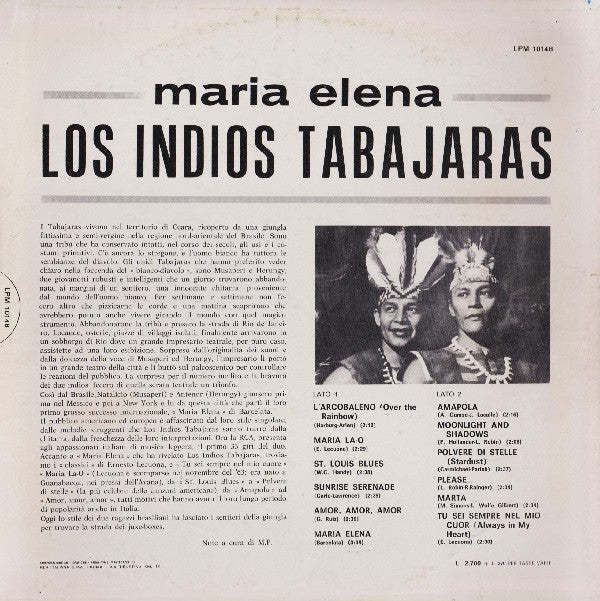 Los Indios Tabajaras : Maria Elena (LP, Album, Mono)