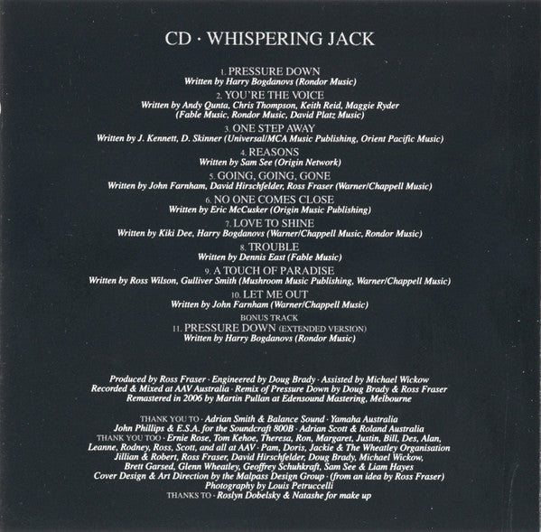 John Farnham : Whispering Jack (20th Anniversary Edition) (CD, Album, RE, RM, Jew + DVD-V, Multichannel, PAL)