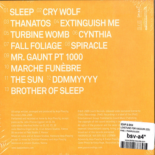 Soap&Skin : Lovetune For Vacuum (CD, Album, Car)