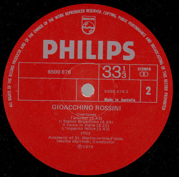 Gioacchino Rossini, The Academy Of St. Martin-in-the-Fields, Sir Neville Marriner : Rossini Overtures (LP)