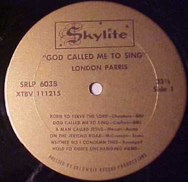London Parris : God Called Me To Sing (LP, Album, Mono)