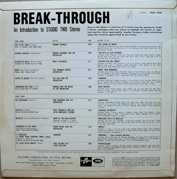 Various : Break-Through - An Introduction To Studio Two Stereo (LP, Comp, Smplr)
