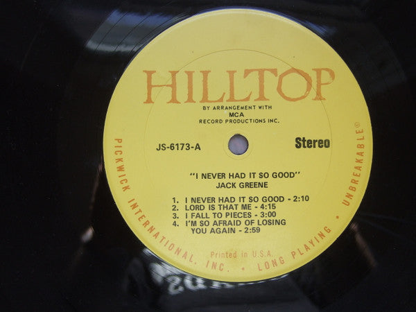 Jack Greene : I Never Had It So Good (LP, Album, RE)