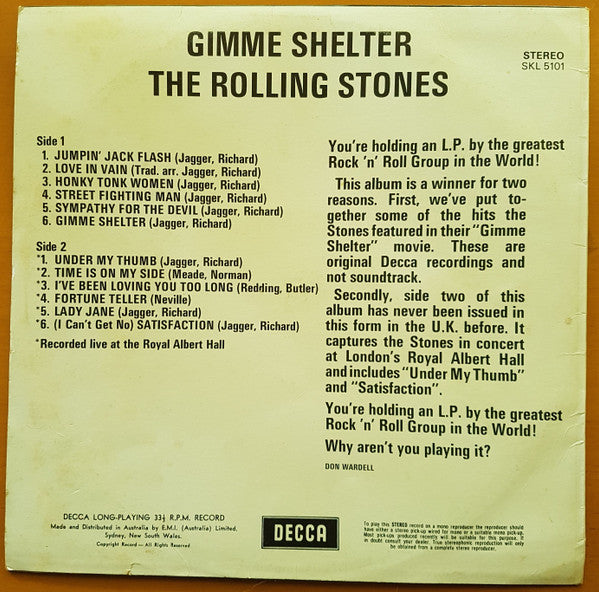The Rolling Stones : Gimme Shelter (LP, Comp, RE, Dar)