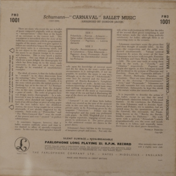 Robert Schumann, Orchestra Of The Royal Opera House, Covent Garden, Hugo Rignold : Carnaval Ballet Music (10")