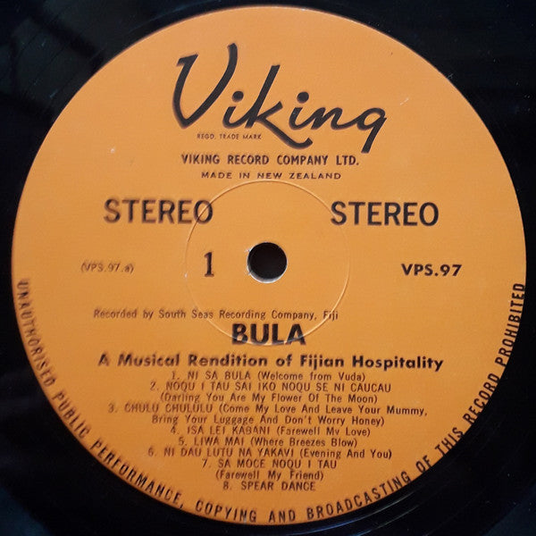 Various : Bula Fiji - A Musical Rendition Of Fijian Hospitality (LP, Album, RE)