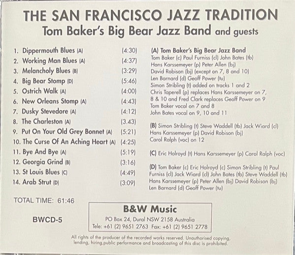 Tom Baker's Big Bear Jazz Band* : The San Francisco Jazz Tradition (CD, Album)