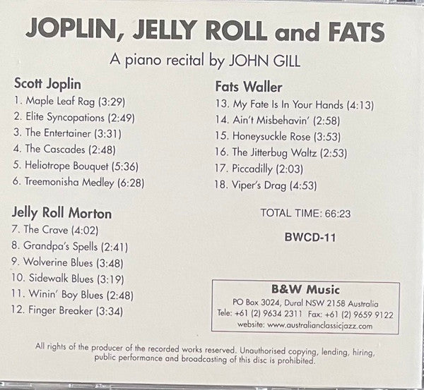 John Gill (17) : Joplin, Jelly Roll And Fats (CD, Album)