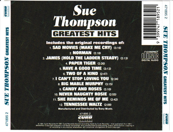 Sue Thompson : Greatest Hits (CD, Comp)