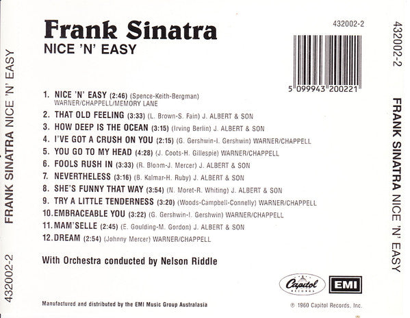 Frank Sinatra : Nice 'N' Easy (CD, Album, RE)