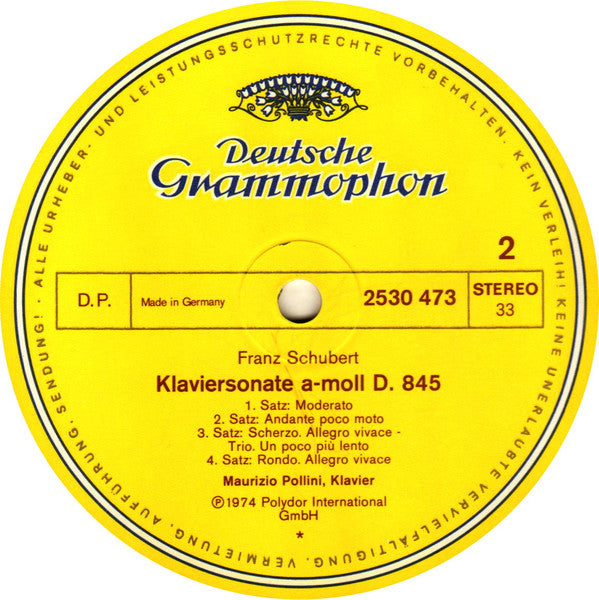 Franz Schubert - Maurizio Pollini : Wanderer-Fantasie / Klaviersonate a-moll D. 845 - Piano Sonata In A Minor (LP, RP)