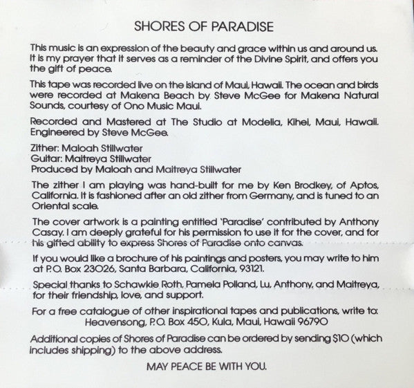 Maloah Stillwater : Shores of Paradise (Cass)