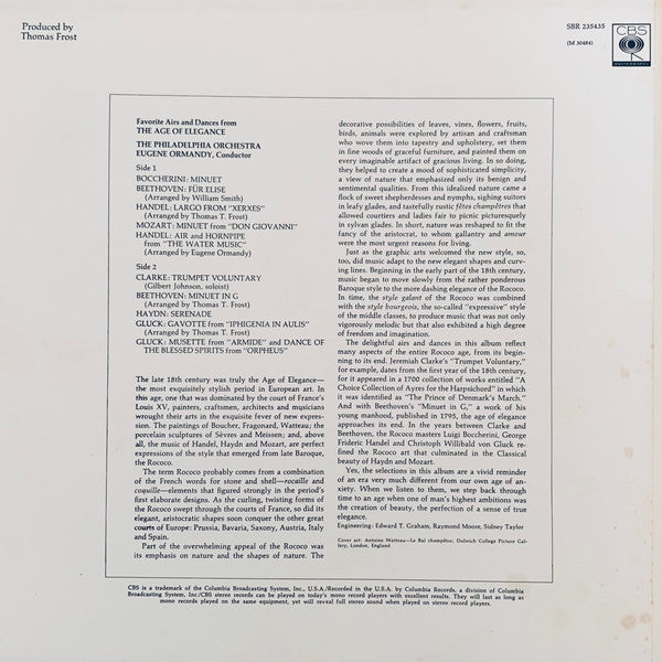 Eugene Ormandy :  Favorite Airs And Dances From The Age Of Elegance (LP, Album)
