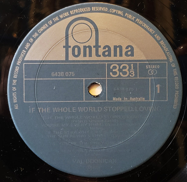 Val Doonican : If The Whole World Stopped Loving (LP, Comp)