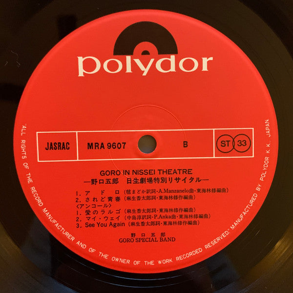 Goro Noguchi : Goro In Nissei Theatre = 野口五郎 日生劇場特別リサイタル (2xLP, Album)