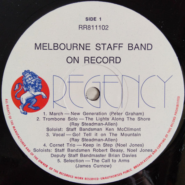 Melbourne Staff Band* : Melbourne Staff Band On Record (LP, Album)