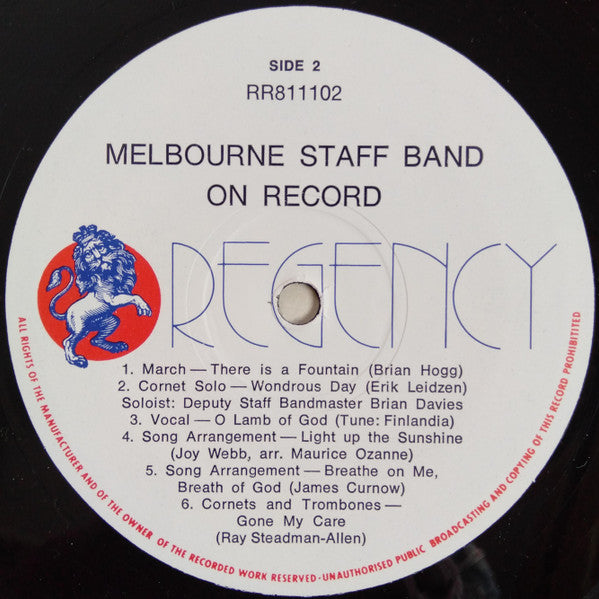 Melbourne Staff Band* : Melbourne Staff Band On Record (LP, Album)