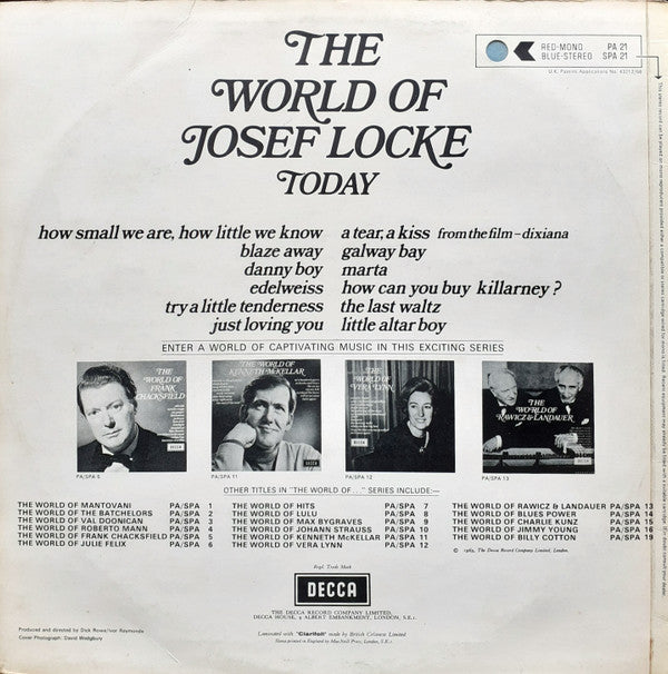 Josef Locke : The World Of Josef Locke Today (LP, Album)