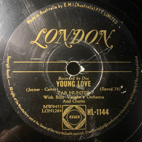 Tab Hunter : Young Love / Red Sails In The Sunset (Shellac, 10")