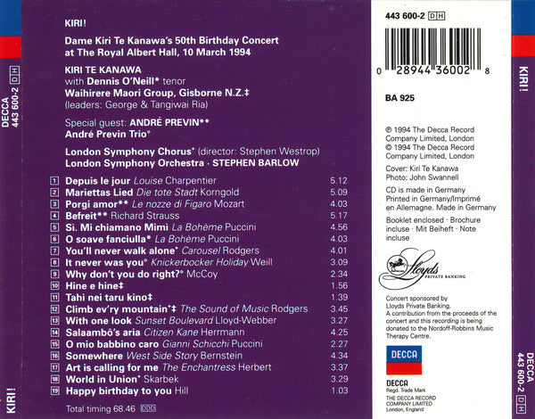 Kiri!* : A 50th Birthday Celebration Of Her Greatest Hits Live (CD, Comp)