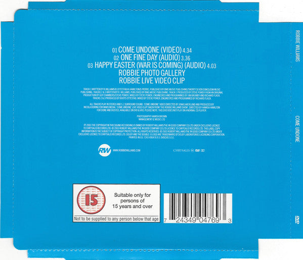 Robbie Williams : Come Undone (DVD-V, Single, Multichannel, PAL)