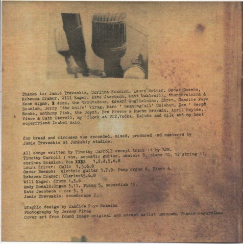 Timothy Carroll : For Bread & Circuses (CD, Dou)