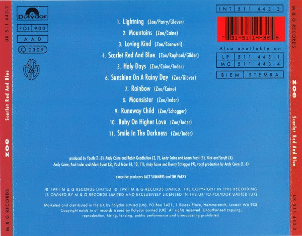 Zoë : Scarlet Red And Blue (CD, Album)