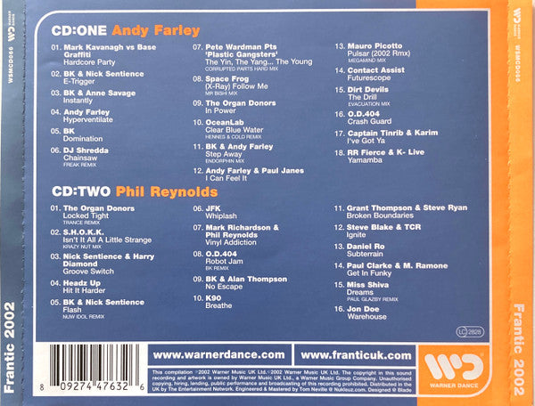 Andy Farley & Phil Reynolds : Frantic 2002 (The Future Sound Of Hard Dance) (2xCD, Mixed)