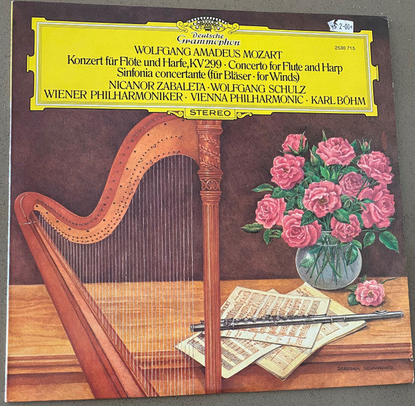 Wolfgang Amadeus Mozart, Nicanor Zabaleta · Wolfgang Schulz (3) · Karl Böhm · Wiener Philharmoniker : Konzert Für Flöte Und Harfe,KV299 · Concerto For Flute And Harp / Sinfonia Concertante (Für Bläser · For Winds) (LP)