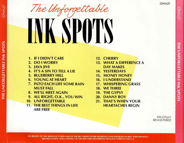 The Ink Spots : The Unforgettable Ink Spots (CD, Comp, RM)
