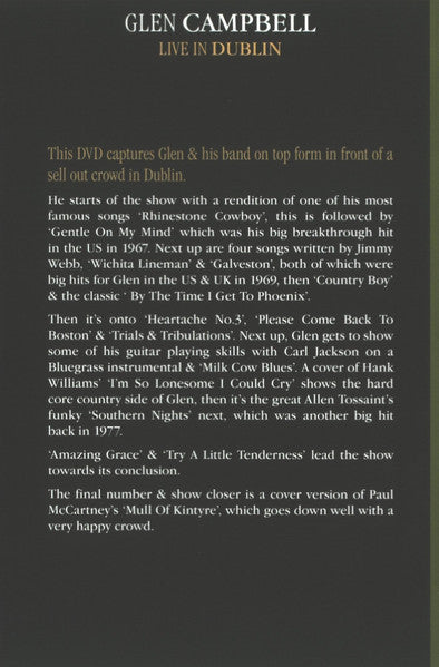 Glen Campbell : Live In Dublin (DVD-V, PAL)