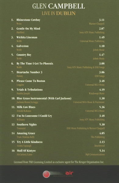 Glen Campbell : Live In Dublin (DVD-V, PAL)