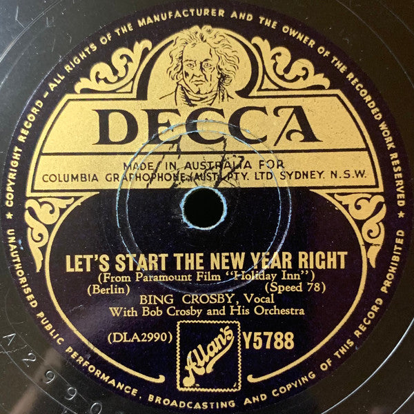 Bing Crosby : Let's Start The New Year Right / White Christmas  (Shellac, 10", RE)