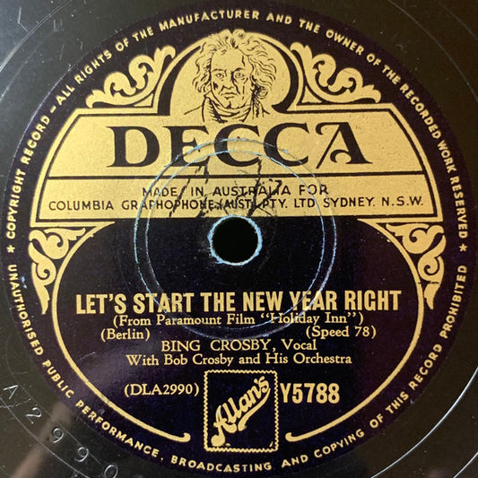 Bing Crosby : Let's Start The New Year Right / White Christmas  (Shellac, 10", RE)