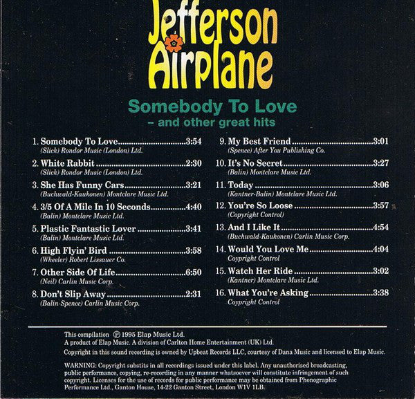 Jefferson Airplane : Somebody To Love - And Other Great Hits (CD, Comp)