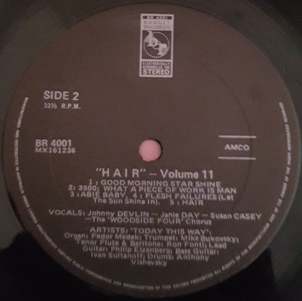Galt MacDermot, James Rado, Gerome Ragni :  Hair The American Tribal Love-Rock Musical Volume 2 (LP, Album)
