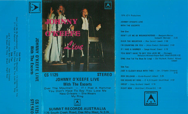 Johnny O'Keefe With The Escorts (8) : Johnny O'Keefe Live With The Escorts (Cass, Album)