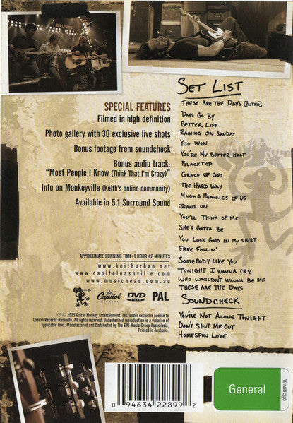 Keith Urban : Livin' Right Now (DVD-V, PAL)