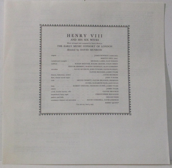 David Munrow & The Early Music Consort Of London : Keith Michell In Henry VIII And His Six Wives (LP)