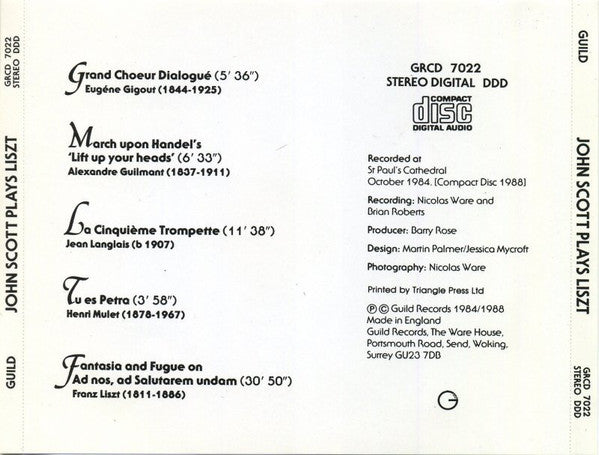 John Scott (10) : John Scott Plays Liszt (CD, RE)
