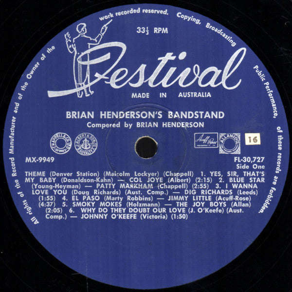 Brian Henderson (8) : Brian Henderson's Bandstand (LP, Comp, Mono)